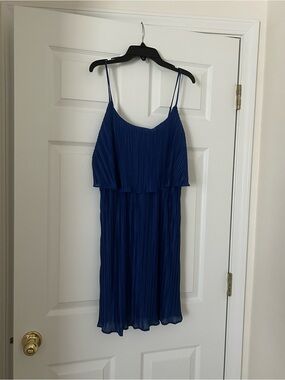 Gilli Pleated Royal Blue Spaghetti Strap Mini Dress